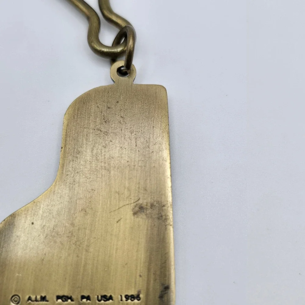 Vtg A.I.M. PGH Beethoven Piano‎ Keychain Brass USA Made 1986 Music Lover Gift